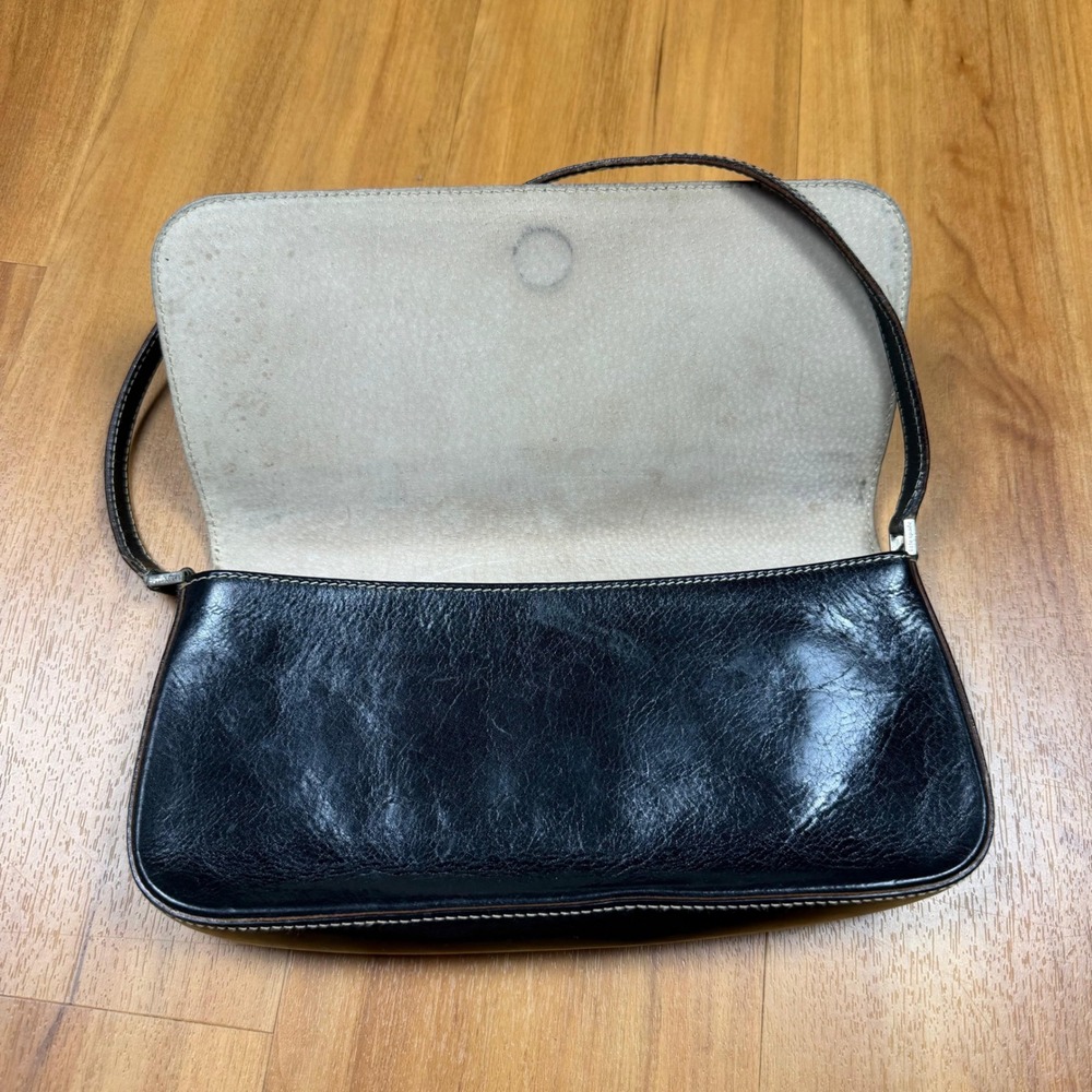 Kate Spade New York Vintage Black Leather Shoulder Bag Made in Italy 11232 - Picture 5 of 12